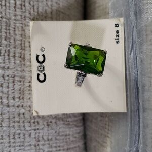 City by City costume jewerly CZ Green Emerald Ring Sz 8